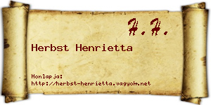 Herbst Henrietta névjegykártya